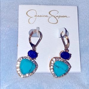 JESSICA SIMPSON. GOLD W/ TURQUOISE & BLUE. DANGLE